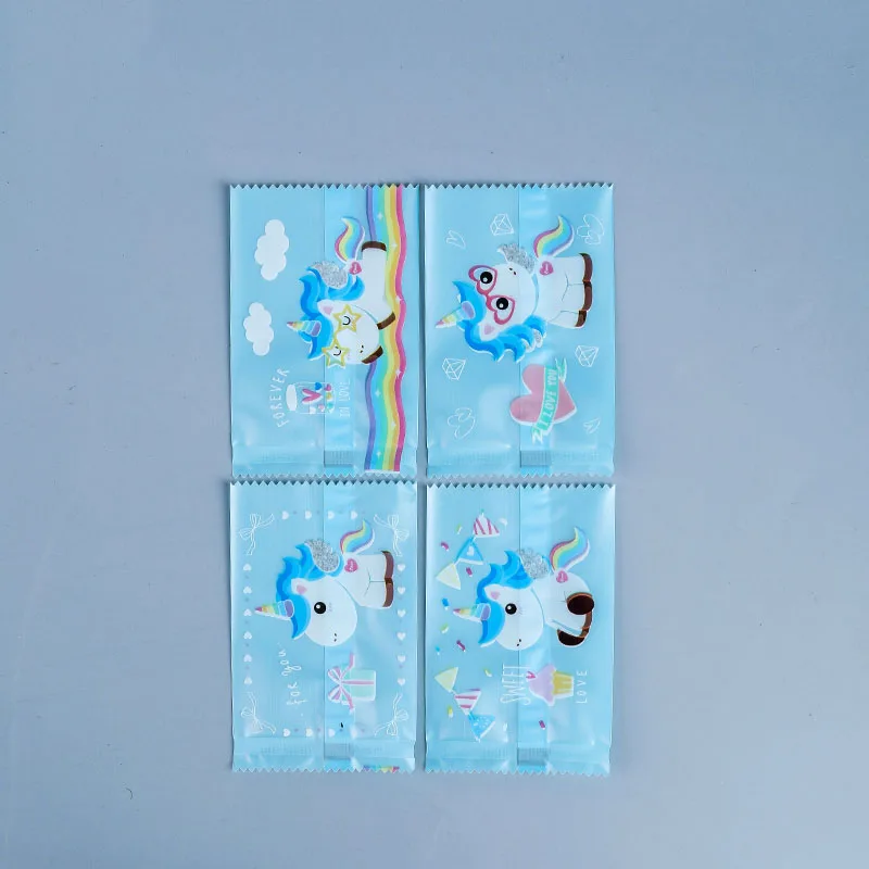 AQ Handmade Cartoon Baking Candy Biscuit Packaging Bag Cute Blue Rainbow Unicorn Holiday Gift Pony Decor Homemade Nougat Package