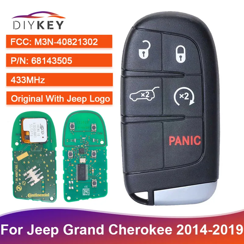 Пульт дистанционного управления M3N-40821302 DIYKEY 433 5 кнопок 2014 МГц для Jeep Grand Cherokee 2015 2016