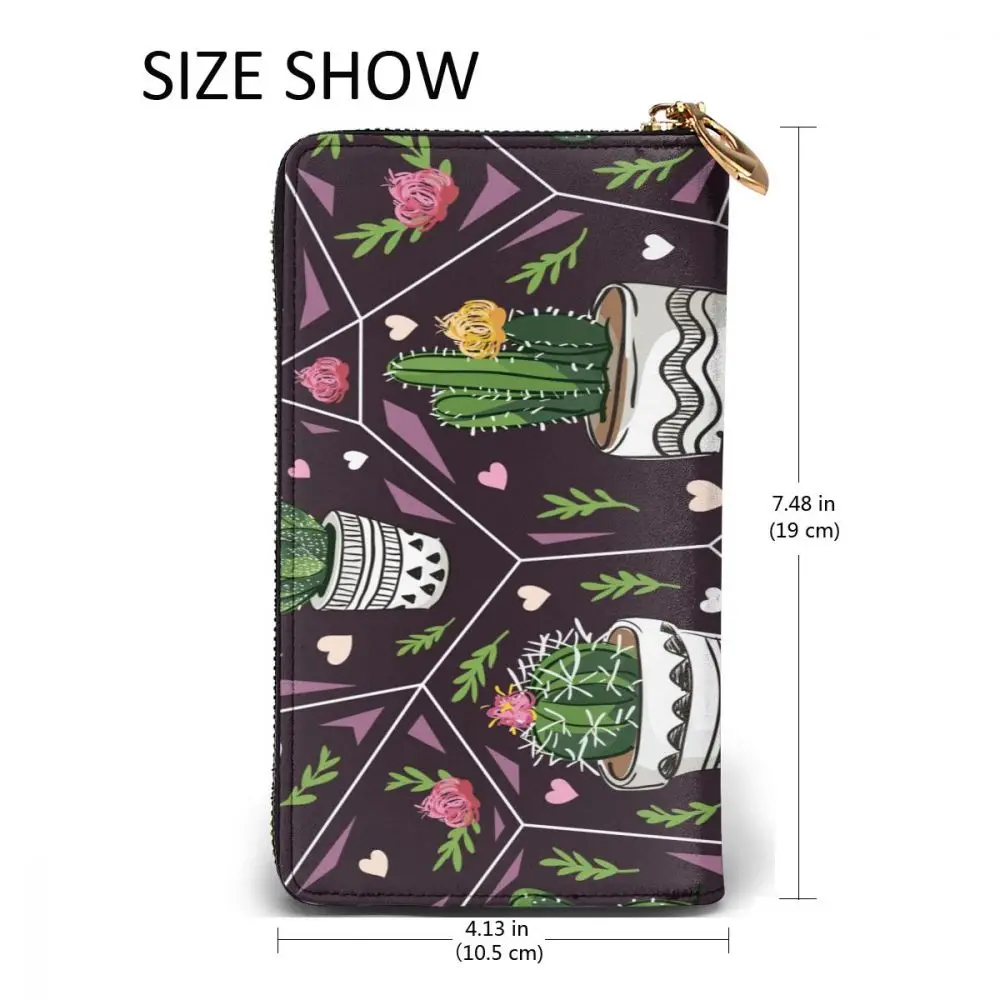 

Cactus Plants Leather Long Wallet for Credit Card Holder Clutch Bags Unisex Leather Large Capacity