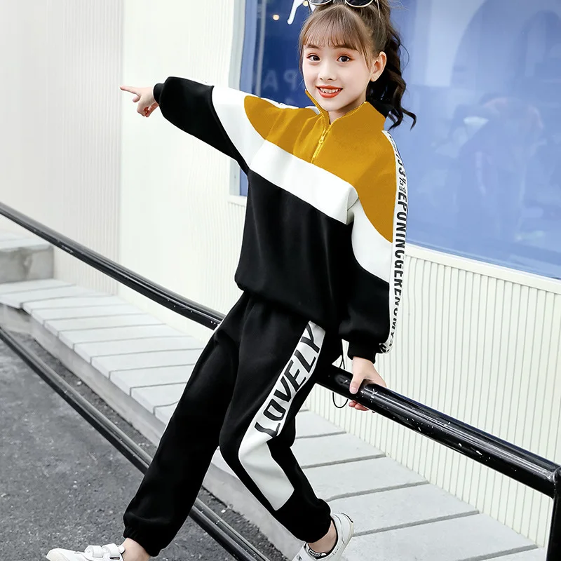 Girl Autumn Winter Sports Clothes Costume Outfit Suit Kids Tracksuit Clothing Set Kids Korean Sweater Tracks Teen Casual Sports