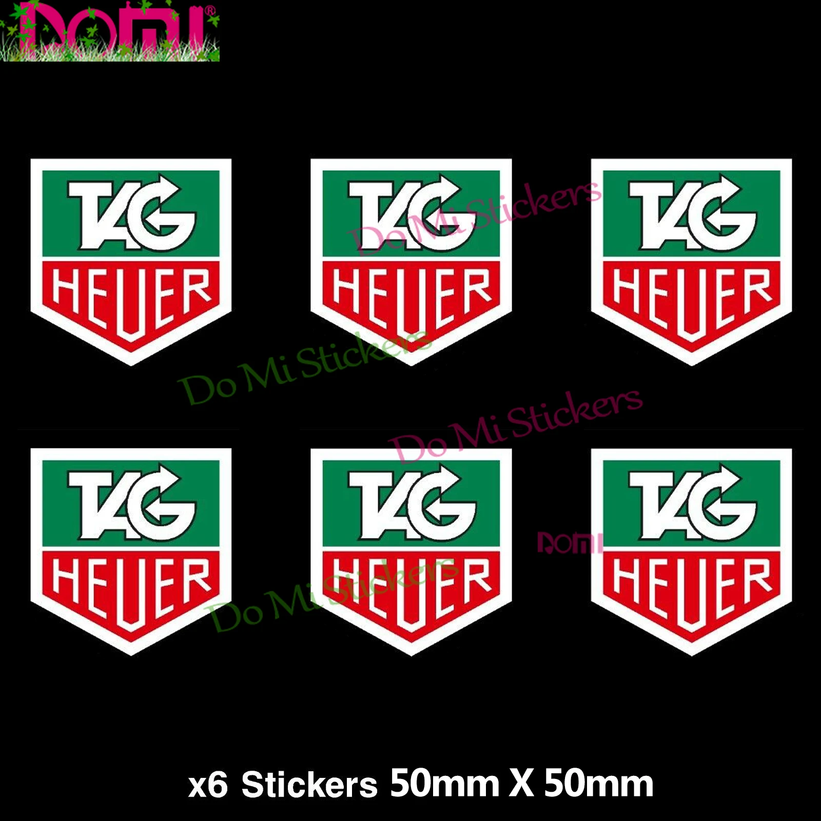 

6x-Tag-Heuer-Stickers---Racing,-Rally,-Lotus,-Ferrari,-Motorcycle,-Helmet