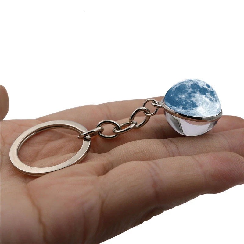 Universe Planet Keychain Galaxy Nebula Solar System Moon Earth Double Side Glass Keychains For Women Men Key Chain Car Ring | Украшения и