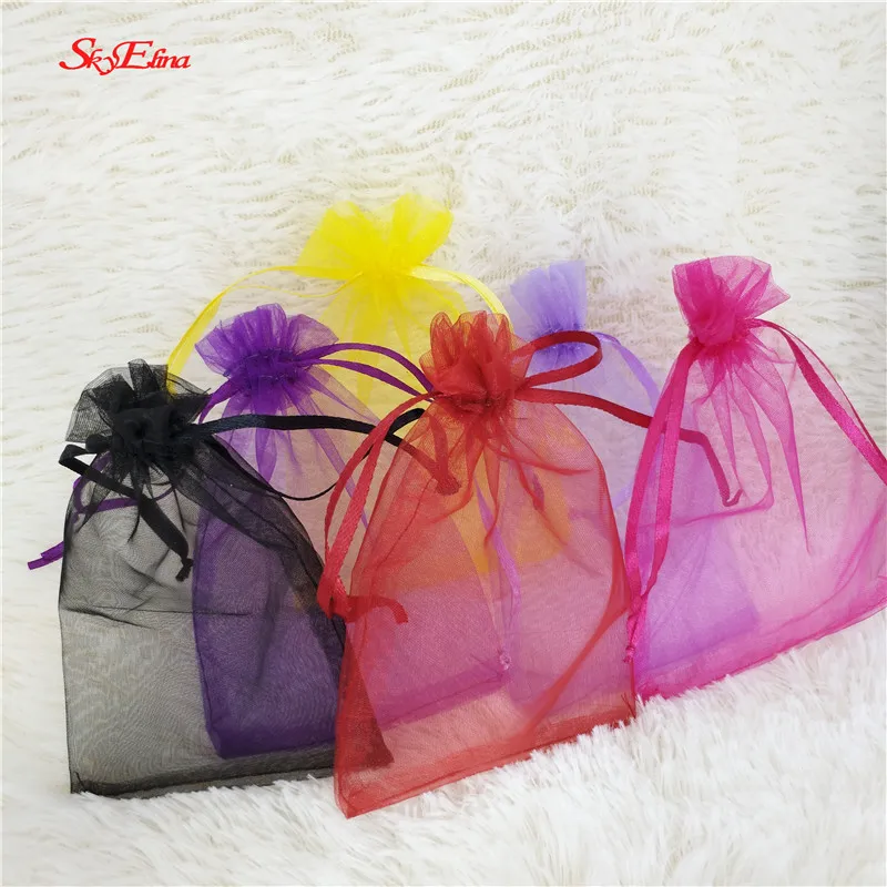 50 шт. однотонные прозрачные сумки из органзы свадебные сувениры для конфет