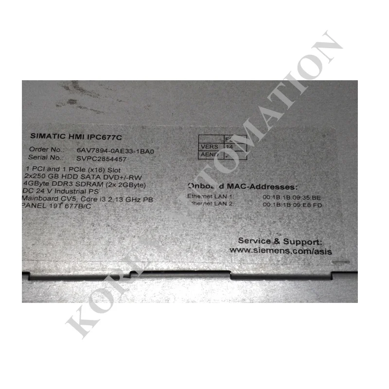 

In Stock Siemens Industrial PC SIMATIC HMI IPC677C 6AV7894-0AE33-1BA0