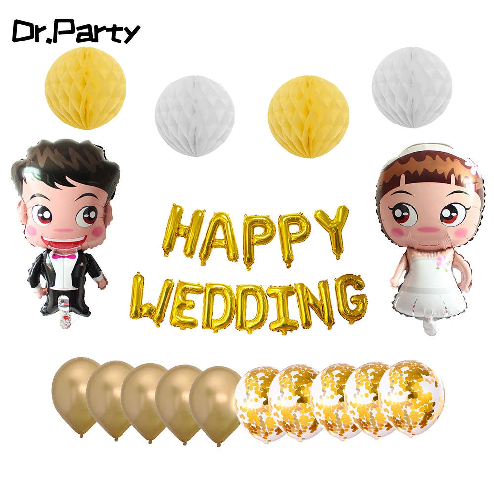 Счастливые Свадебные украшения Воздушные шары набор букв милый Жених Невеста