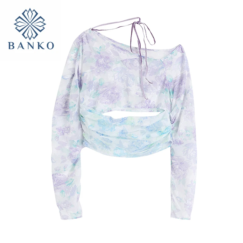 

Модный винтажный сетчатый топ с принтом тай-дай, Женский пикантный тонкий пуловер с длинным рукавом, футболка 2021, летняя новая уличная одежд...