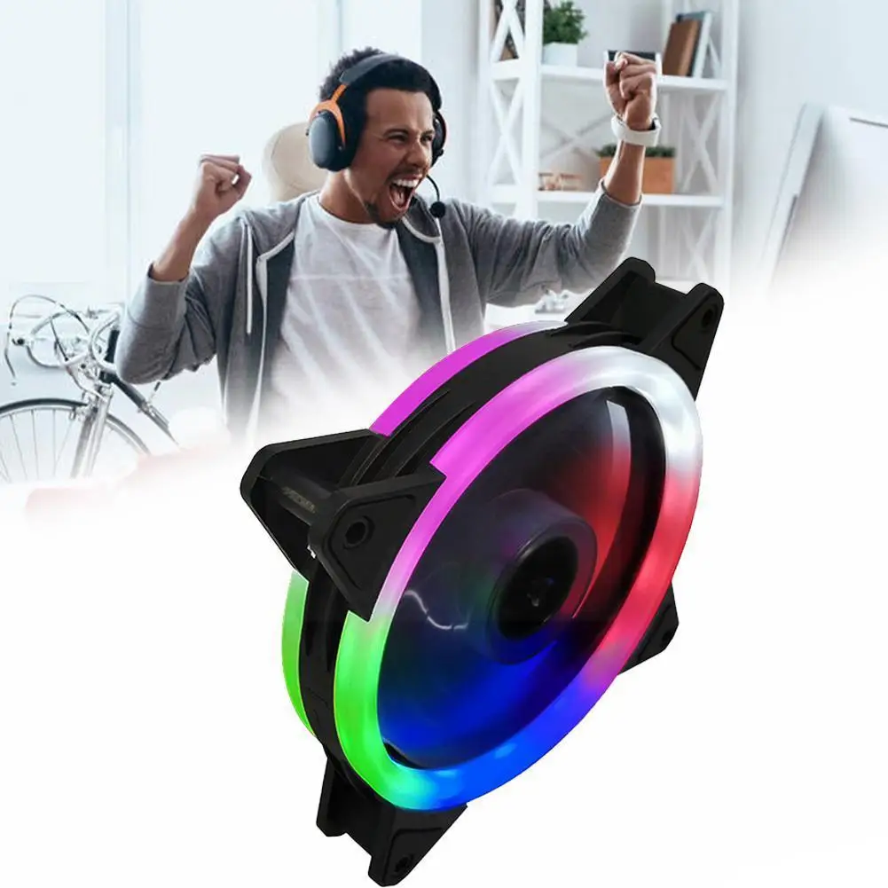 

LED Cooling Fan RGB Computer Fan PC Computer Case Fans radiator 4 Ultra Pin Cooler Silent CPU Fan Rubber Anti-Vibration wit S5R5