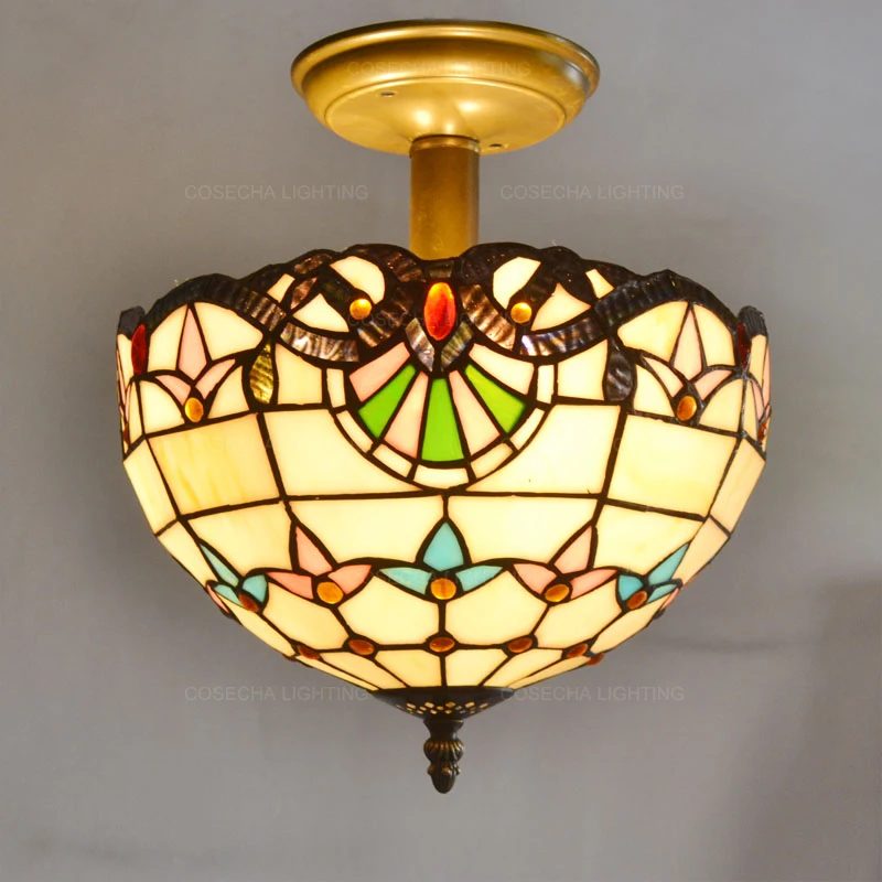 Стеклянный полускрытый потолочный светильник s в богемном стиле золотой