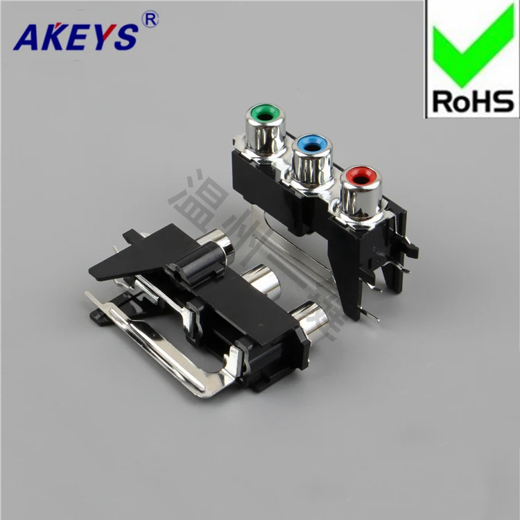 3 шт. AV концентрическая розетка 4-ножная RCA 3-отверстие PCB сварная аудио и видео