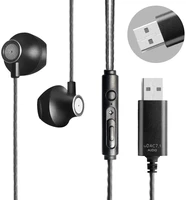 okcsc u250 usb earphones hifi stereo in ear upgrade wired monitor headset with mic 2 5m for online meetingslive streampc game