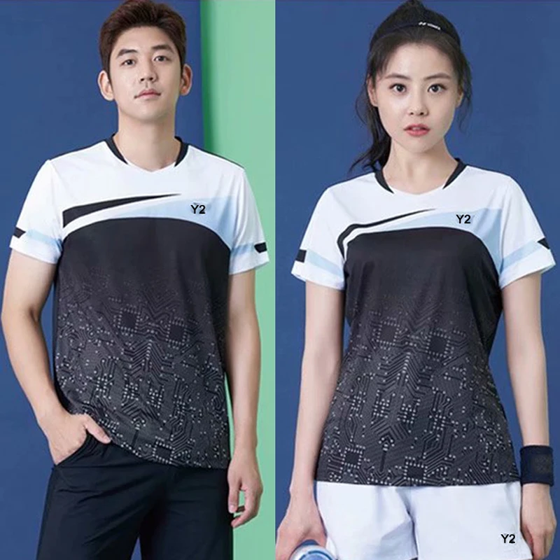 

Women Badminton Quick Drying Breathable Lightweight Short Sleeve T Shirt Table Tennis Sportswear Men Training Suits Tops