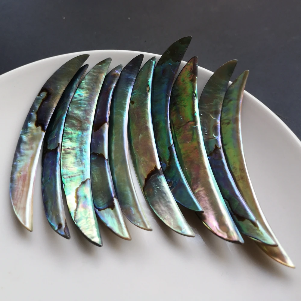 10 шт./лот 70 мм Натуральная длинная Луна Абалон перламутровая раковина для