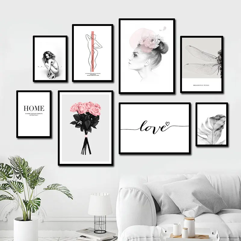 

Insect Flowers Love Art Poster Decor Modern Feather Wall Canvas Prints Picture For Girls' Bedroom Home Decoration HD2639