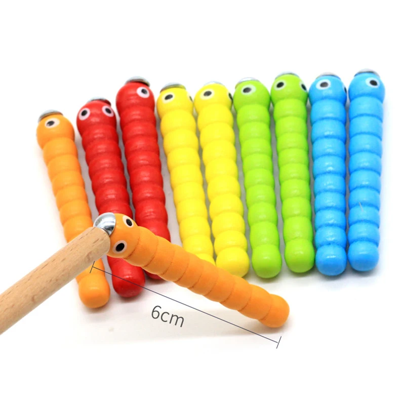 

Wooden Magnetic Bugs Catching Fruit Shape Game Toys Educational Preschool Learning Toy for Toddlers Kids ANDF889