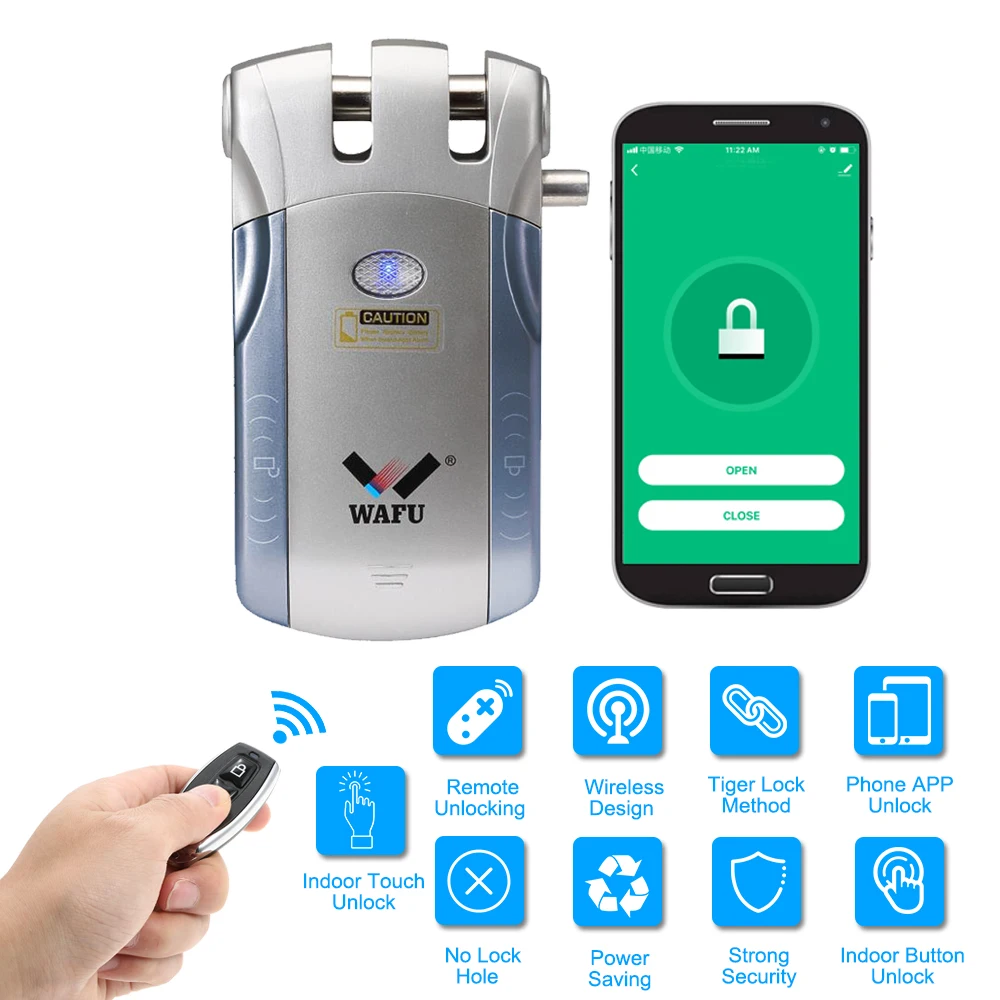 Умный дверной замок WAFU HF-010W WiFi невидимый бесключевой доступ электронный