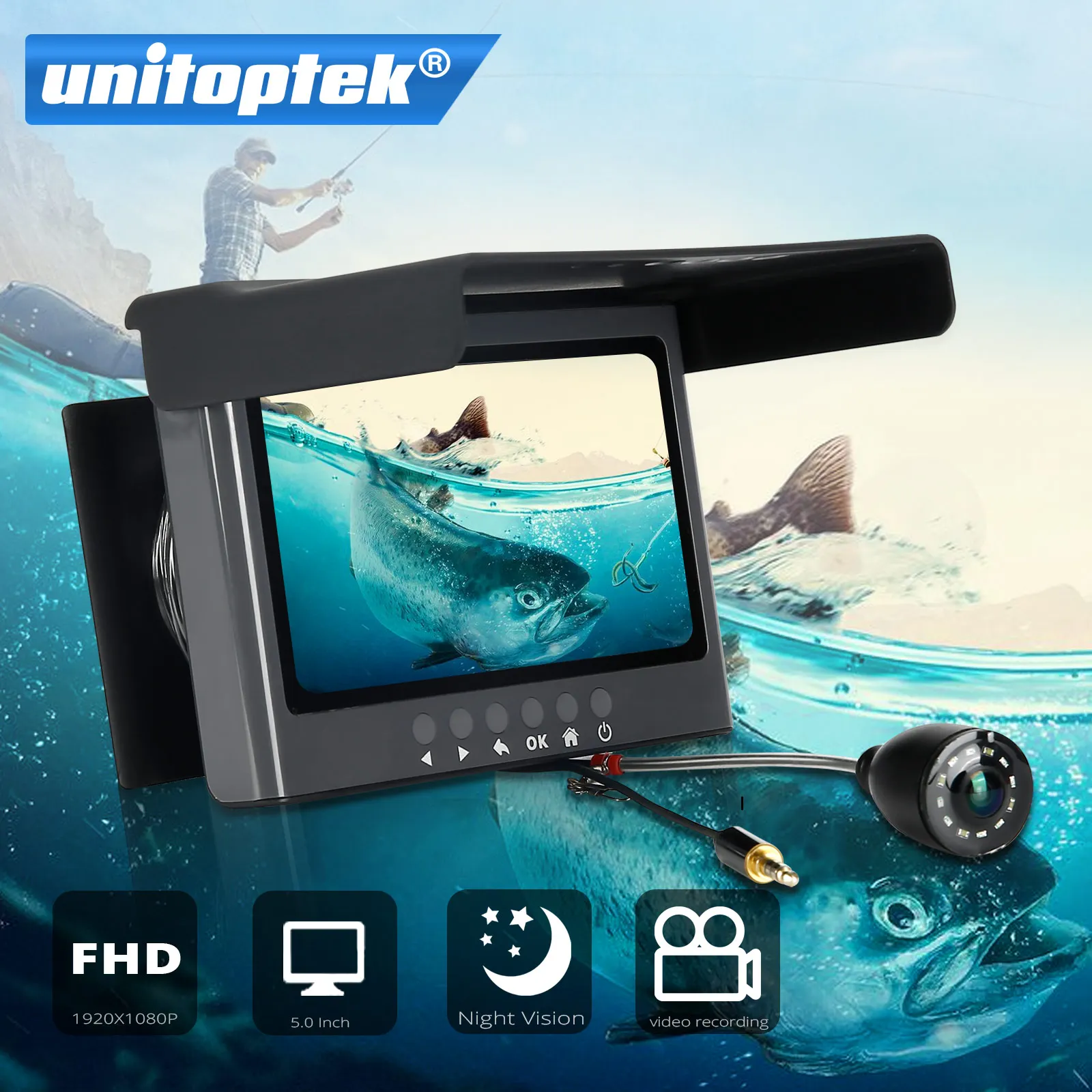 Портативная подводная камера для рыбалки эхолот-рыболокатор 5 0 дюйма реальное