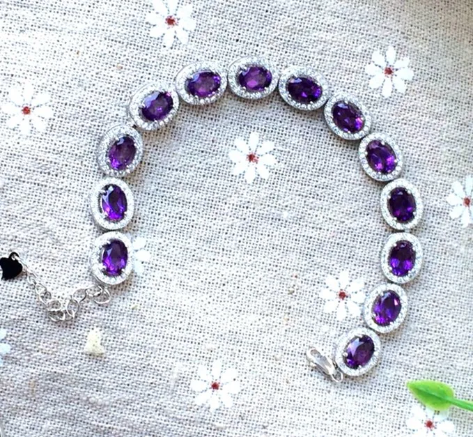 

Браслет с аметистовым камнем, плетеная цепочка 16 см, FPPJ, оптовая продажа, натуральные бусины