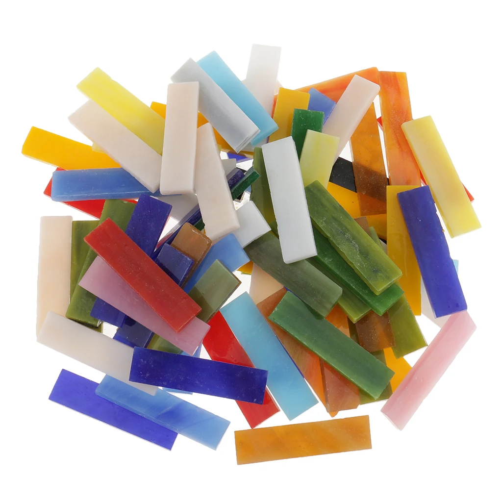 70pcs Assorted Color Rectangle Glass Mosaic Tiles Pieces DIY Crafts 10x40mm | Дом и сад