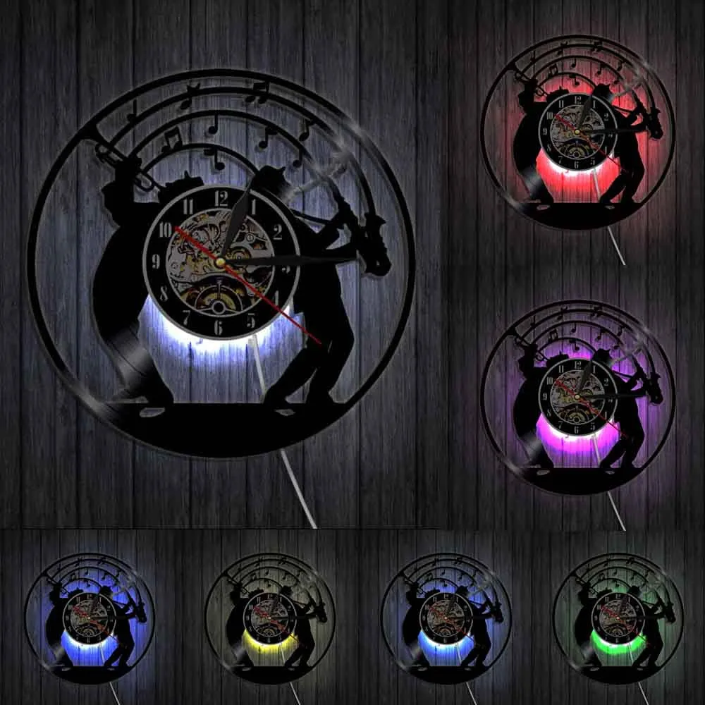 Музыкальные креативные настенные часы Jazz современный дизайн виниловые с записью