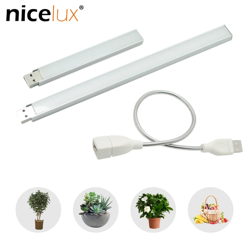 

USB Led Grow Light Full Spectrum 3W/ 5W 14LEDs/27LEDs Flexible Fitolamp Phyto Lamp for Desktop Plant Flower IR UV Growing DC 5V