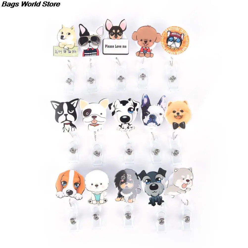 1Pc Retractable Badge Reel Mini Cartoon Dog The New Student Nurse Exihibiton ID Name Card Holder Office Supplies hot sale | Багаж и сумки