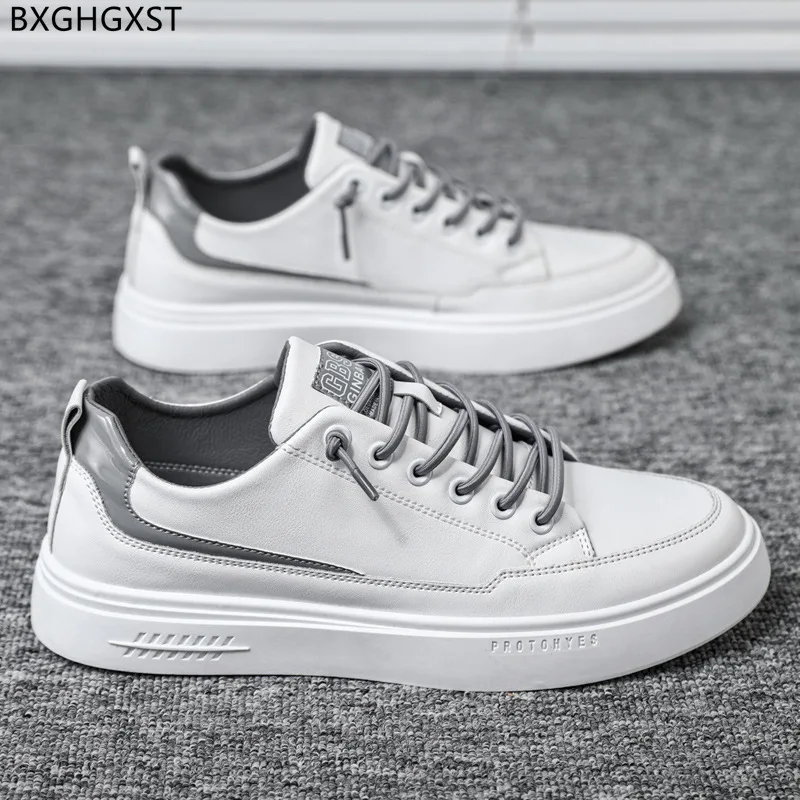 

Black Vulcanize Shoes Man Leather Casual Shoes Men Chunky Sneakers Sports Shoes for Male 2022 Zapatillas Hombre Chaussure Homme