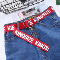 letter canvas mens womens belt korean style double ring buckle fashion trend lengthened all match jeans decorative couple belt
