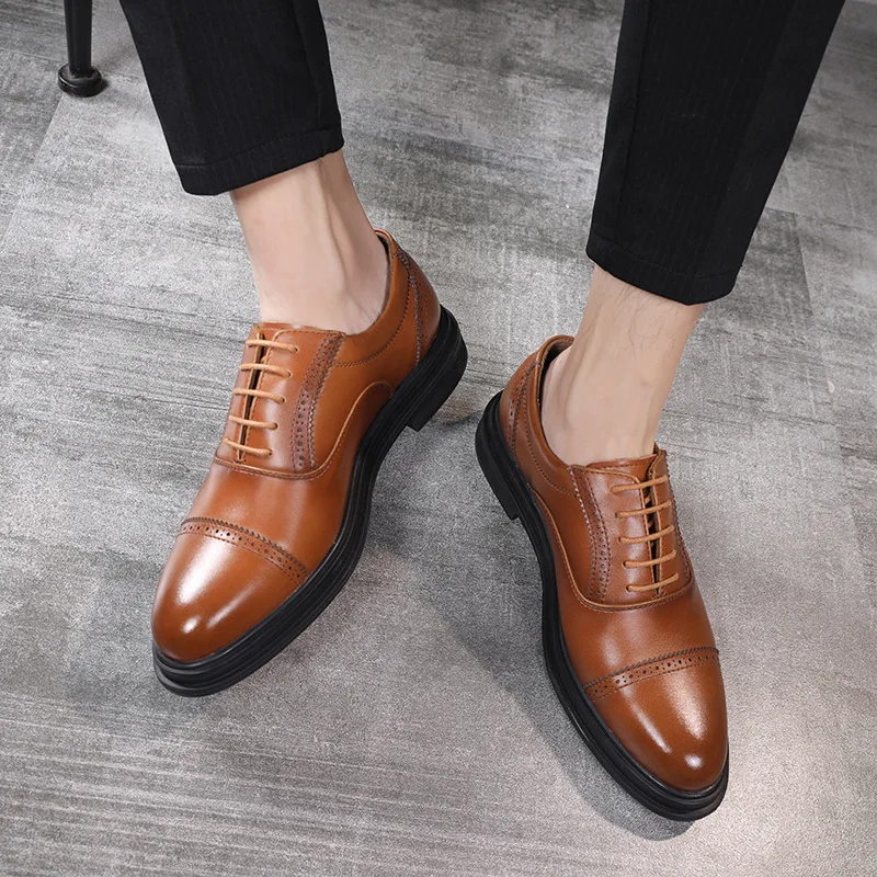 Новинка сезон осень Мужские модельные туфли с перфорацией типа броги роскошные
