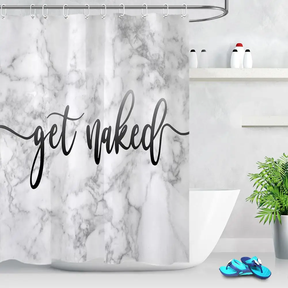 

“Get Naked” Marble Bathroom Shower Curtain Waterproof Anti-mildew Bath Curtain Durable Fabric Bathroom Screen Home Decoration