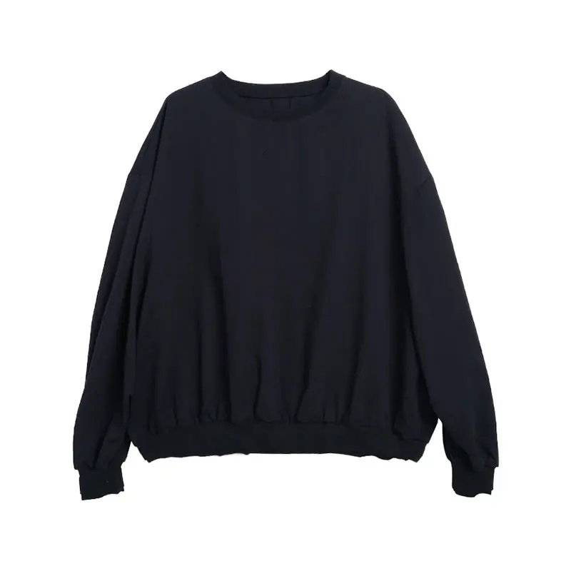 

XITAO Casual Black Sweatshirt Women Tide Fashion New Style O Neck Collar Long Sleeve Pullover Loose Match All Elegant Top ZY4382