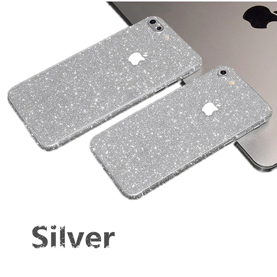 SILVER Наклейка с украшениями, Защитная пленка для iphone 7 plus, покрытие, кожа, 0,3 мм, полное тело, блестящая, ультра тонкая задняя крышка, пленка, наклейка для iphone 7Plus - Цвет: SILVER