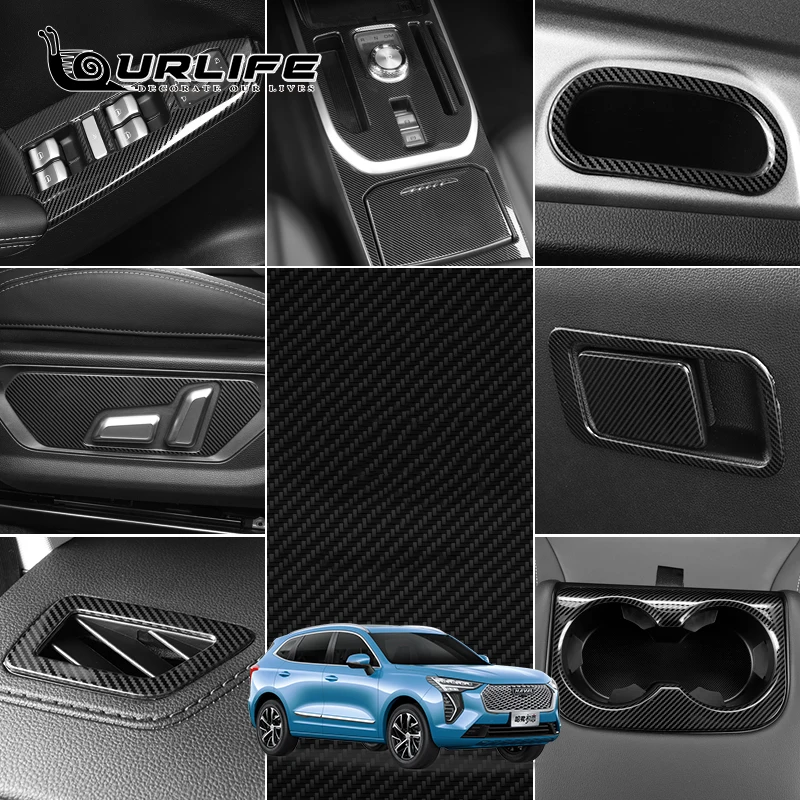 

Car Seat Cup Holder Outlet Control Cover Vent Frame Carbon fiber Panel Interior Parts For Haval Jolion 2021 2022 Accessories