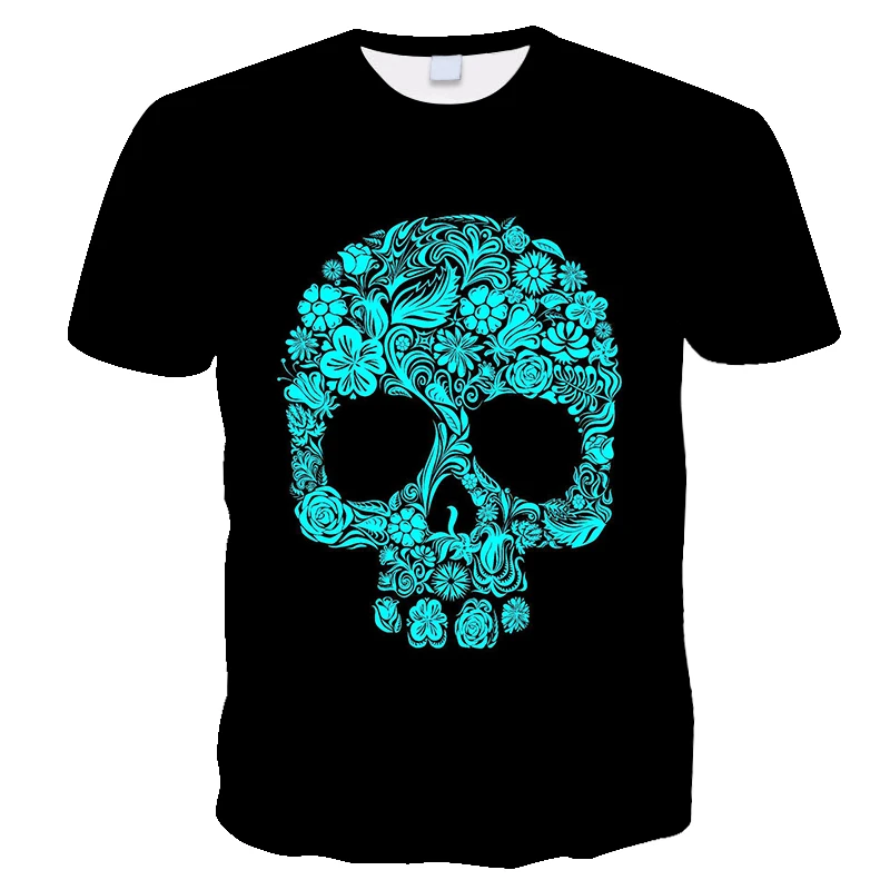 Летняя забавная Футболка мужская 3D печать череп футболка короткий рукав и wo