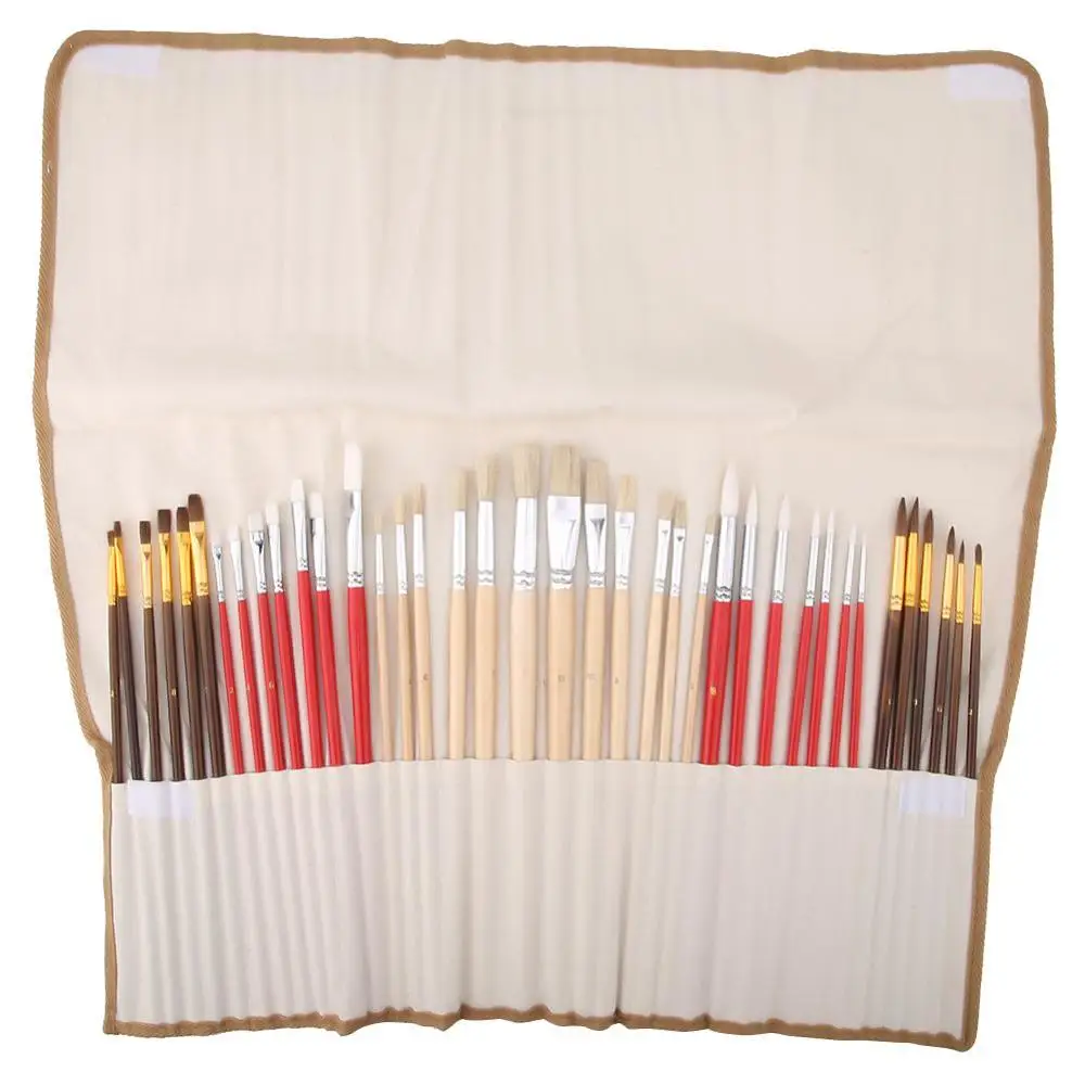 38pcs Nylon Hair Wooden Handle Watercolor Paint Brushes Pen Scraper Scrubbing Brush Set DIY Oil Acrylic Painting Art Craft | Канцтовары