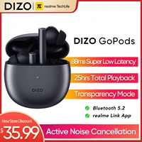 dizo gopods anc enc wireless earphone 25hrs total playback 88ms super low latency gaming bluetooth headphone realme techlife