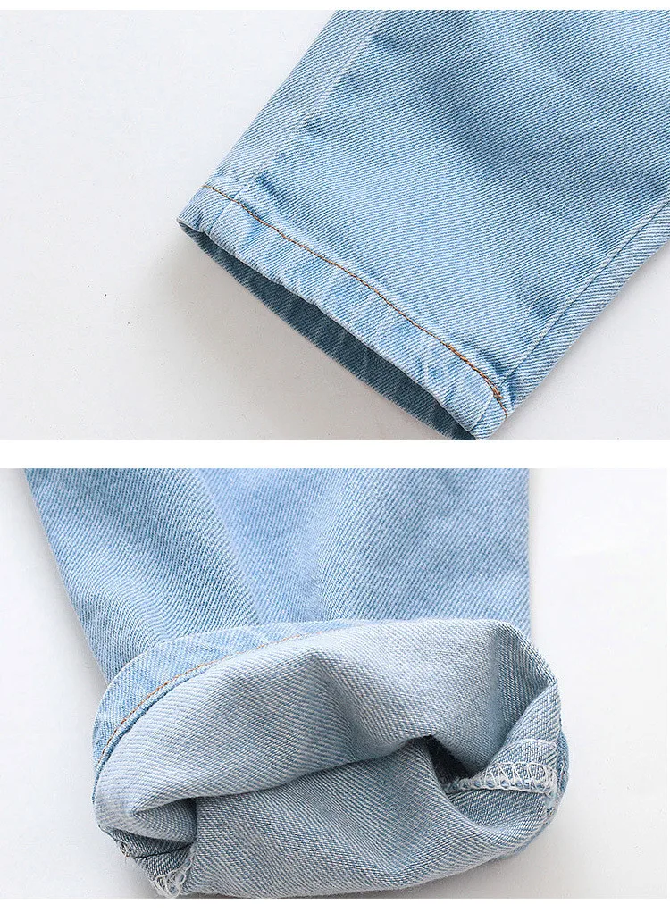 Прямая поставка детские милые джинсы на лямках джинсовые брюки с задними