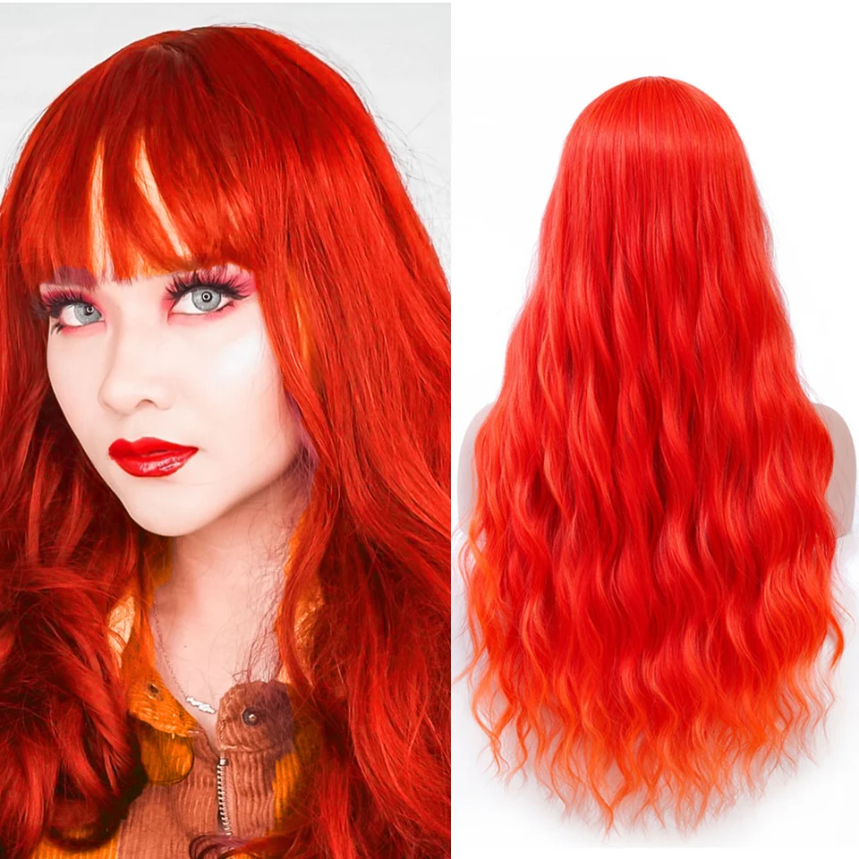 Бесплатная доставка красные синтетические парики для белых женщин длинный