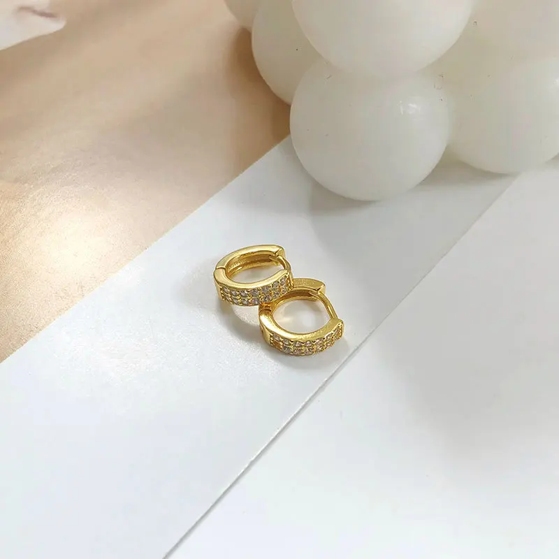 

S925 Silver Classic Simple Small Ring Temperament Light Luxury Zircon Earrings Party Gift Evening Woman Jewelry Earrings 2021
