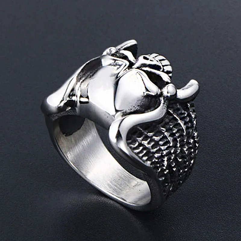 Винтаж для девочек подростков с крыльями ангела кольцо черепом Для мужчин панк