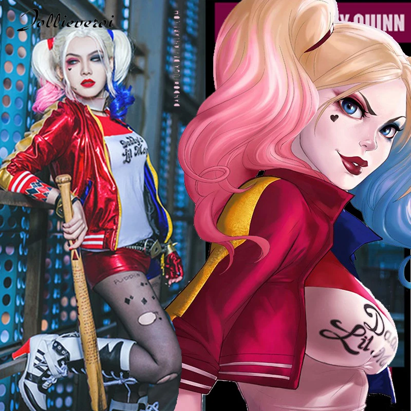 Женский костюм Harley Quinn самоубийцы из аниме на карнавал Хэллоуин косплей |