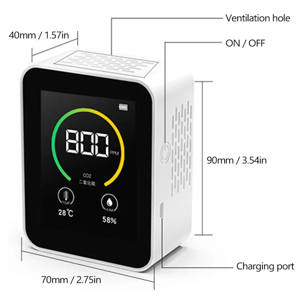 

Co2 NEW Meter Co2 Sensor Detector Air Quality Monitor Air Analyzer with Temperature Humidity Display 400-5000PPM Measuring Range