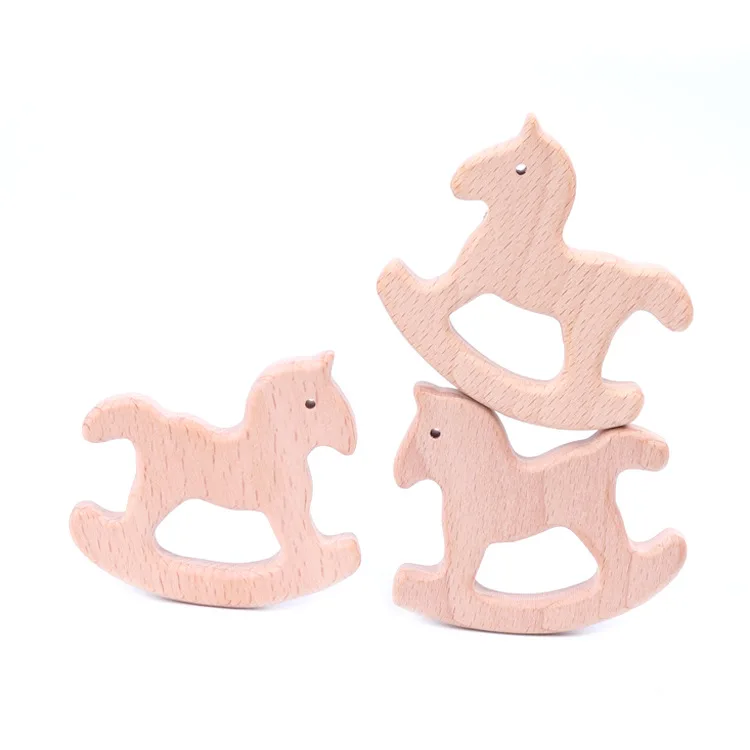 

Baby teether baby toy pacifier beech wood rocking horse bear molar rod plastic pacifier clip pacifier chain