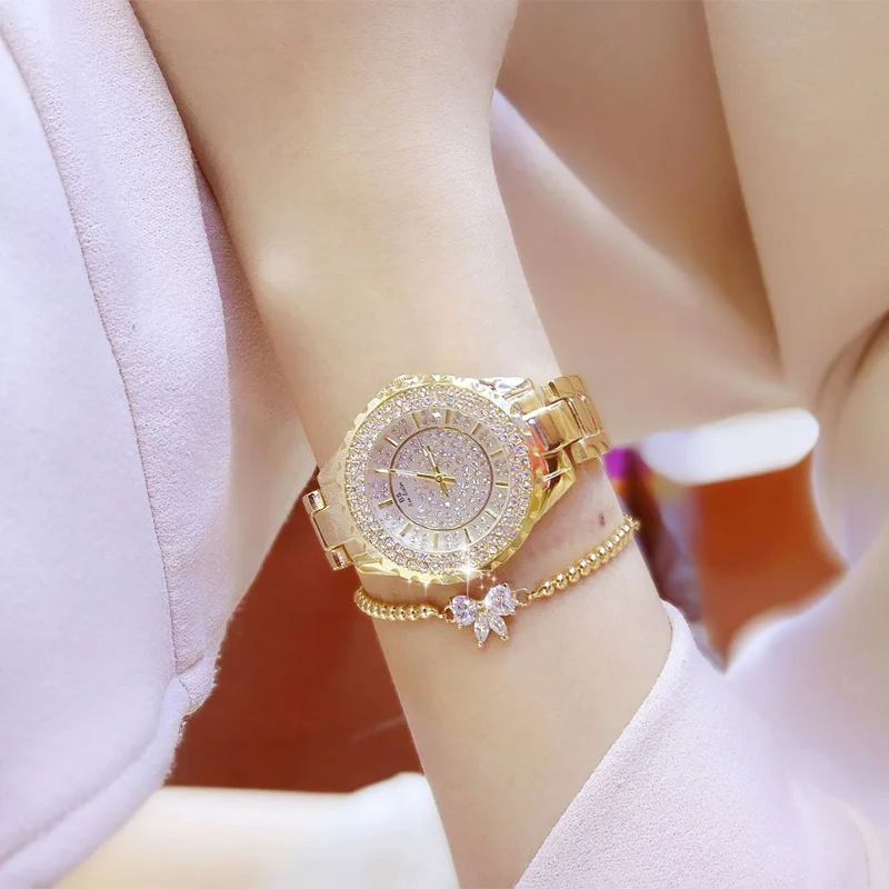 

Top Brand BEE SISTER Women Watch with Czech Diamond 30m Waterproof Bling Bling Wristwatches High Quality