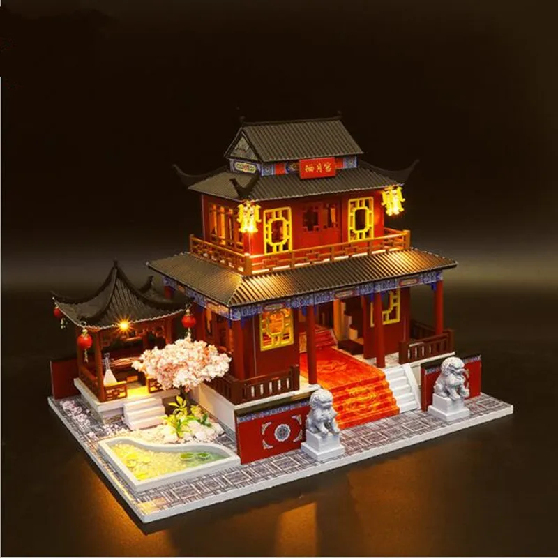 

Large Chinese style DIY Doll House Wooden doll Houses Miniature dollhouse Furniture Kit Handmade Toys birthday gift for kids