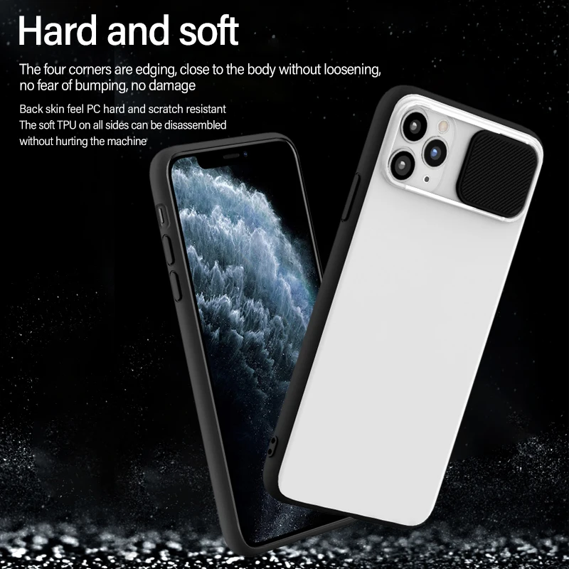 

Ultra-thin Slider Camera Privacy Matte PC Phone Case For iPhone 11 Pro XS max XR XS X SE 8 7 6s 6 Plus Luxury Protection Cover