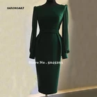 Женское атласное платье-Русалка, зеленое вечернее платье до середины икры для матери невесты, платье для выпускного вечера, 2021