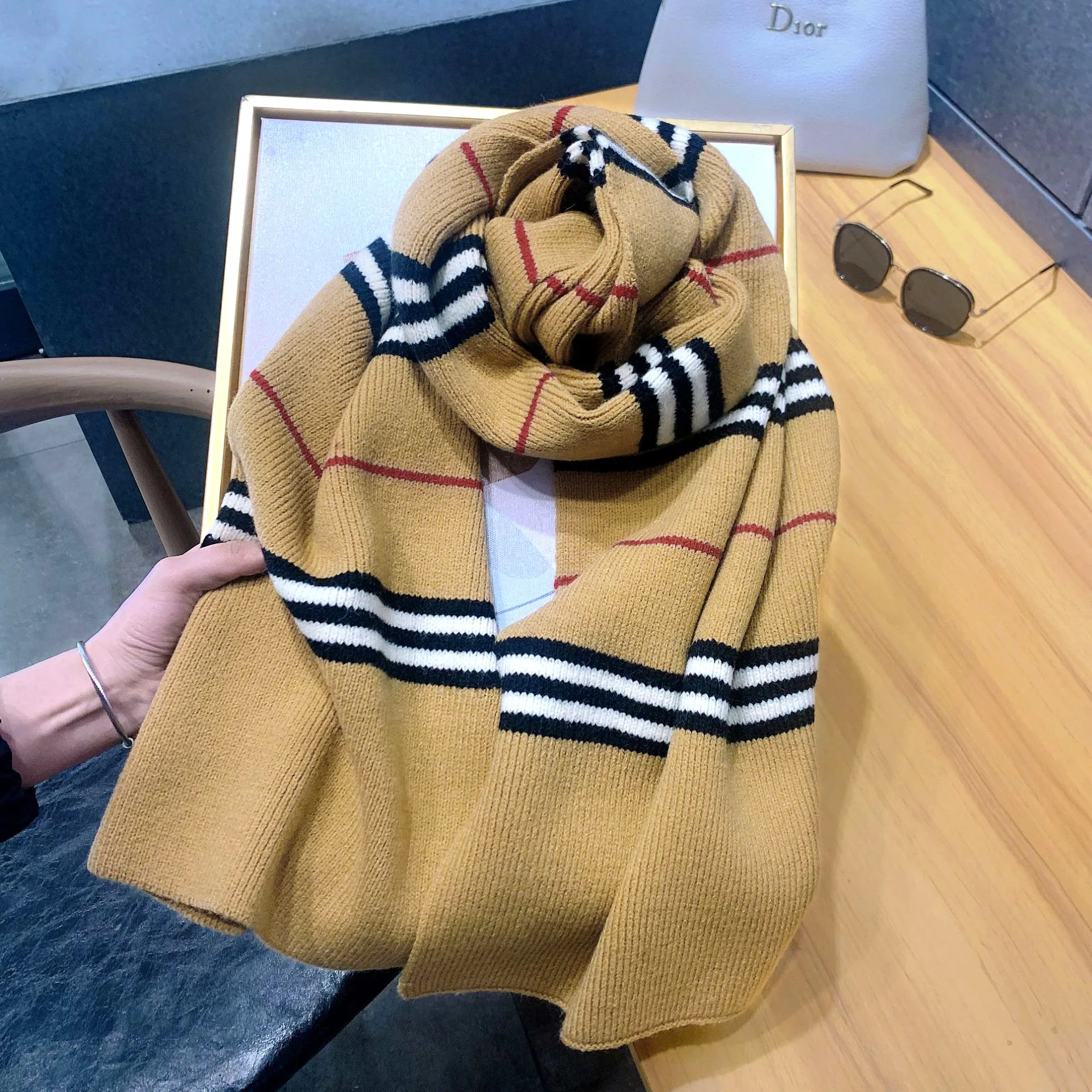 

2021 Cotton Lady Big Shawl Imitation Cashmere Scarf Autumn And Winter Thickening Warm Letter Printing Shawl Double-sided scarf