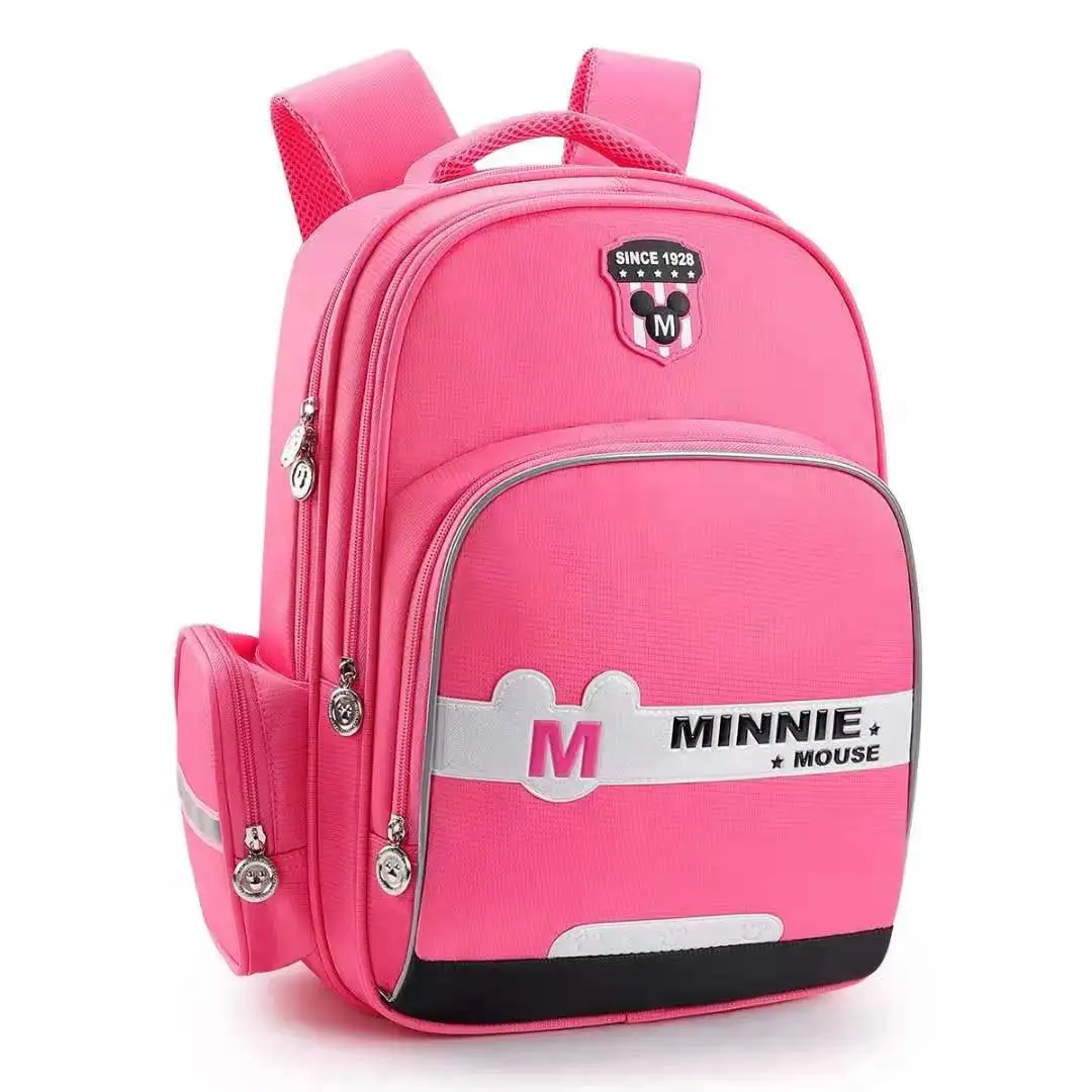 Disney New Mickey School Bags For Boys Girls Minnie Primary Student Shoulder Orthopedic Causal Backpack Large Capacity Grade 1-6