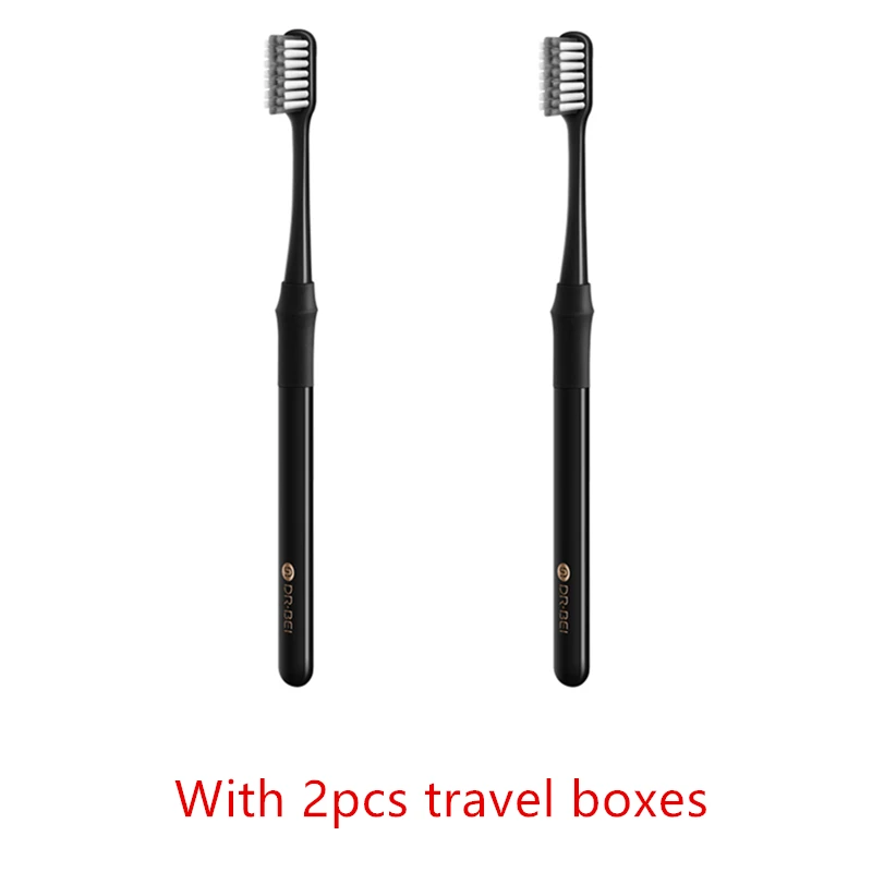 black 2pcs MI Mijia DOCTOR-B портативная глубокая зубная щетка с походная коробка профилактическая зубная щетка гигиена полости рта щетка для взрослых - Цвет: black 2pcs
