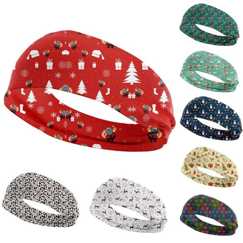 

Christmas Tree Deer Flower Pattern Headband Sport Hairwear Daily Soft Elastic Hairbands Women Hair Accessories